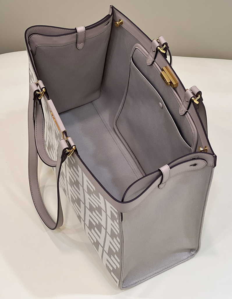 Fendi 8BH374 X-Tote gray canvas shopper with FF embroidery
