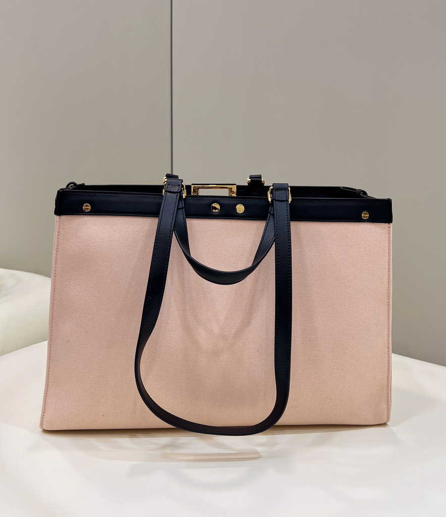 Fendi 8BH374 X-Tote Pink canvas shopper with FF embroidery