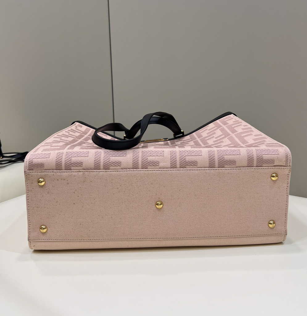 Fendi 8BH374 X-Tote Pink canvas shopper with FF embroidery