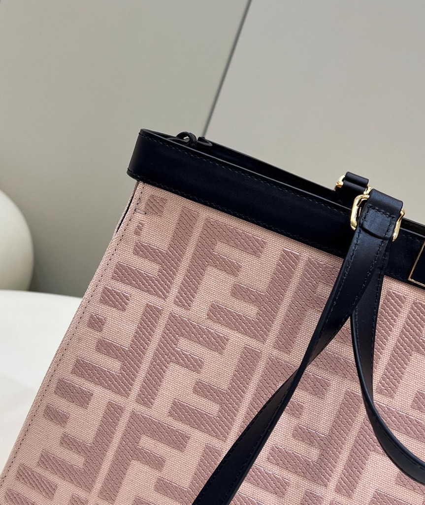 Fendi 8BH374 X-Tote Pink canvas shopper with FF embroidery