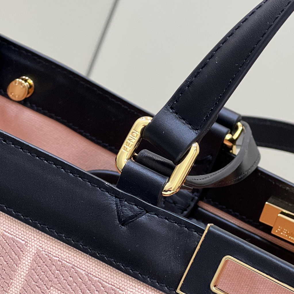 Fendi 8BH374 X-Tote Pink canvas shopper with FF embroidery