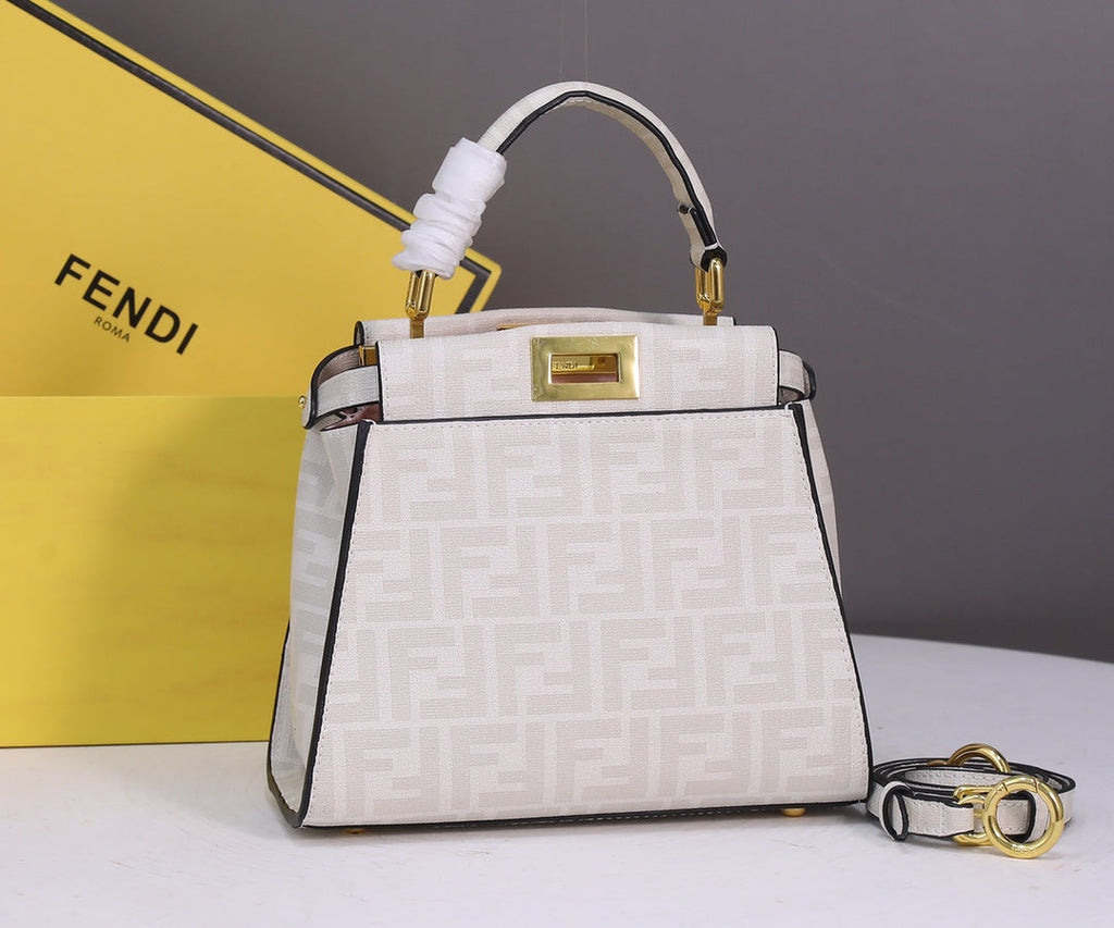 Fendi 8BN244 Peekaboo Mini Selleria Bag Beige