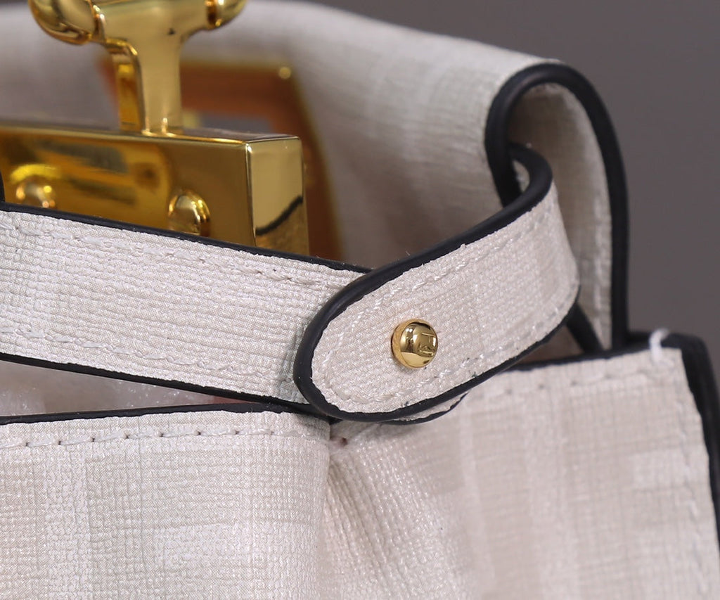 Fendi 8BN244 Peekaboo Mini Selleria Bag Beige