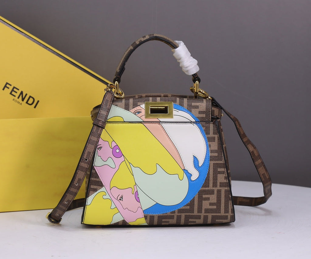 Fendi 8BN244 Peekaboo Mini Selleria Bag Brown