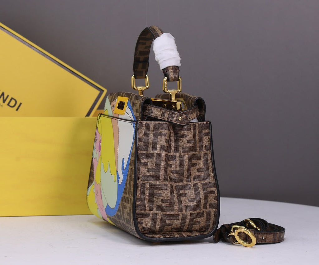 Fendi 8BN244 Peekaboo Mini Selleria Bag Brown