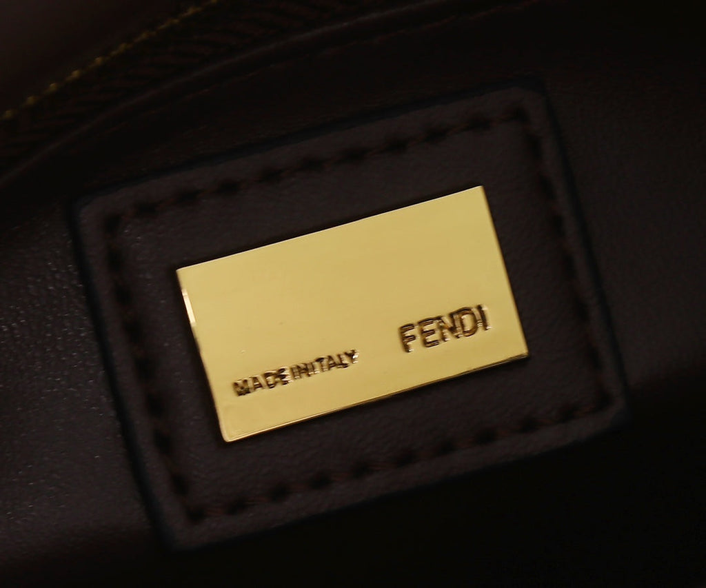 Fendi 8BN244 Peekaboo Mini Selleria Bag Brown