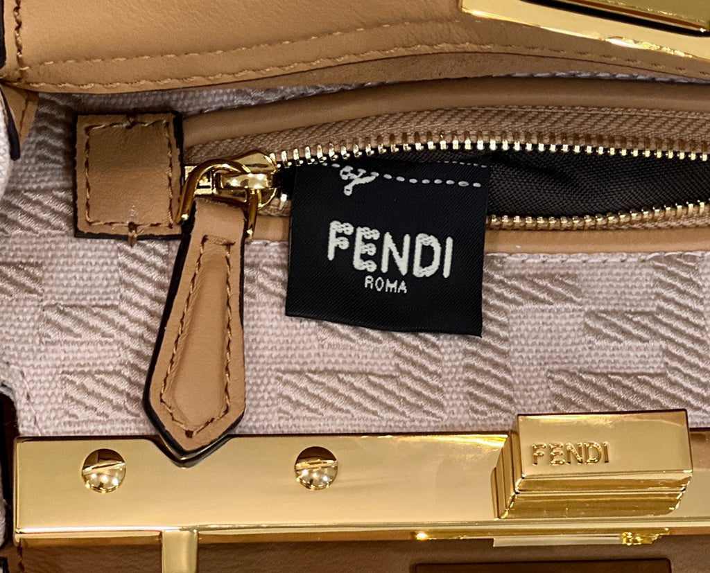 Fendi 8BN244 Peekaboo Mini Dark Beige leather bag 2125CS