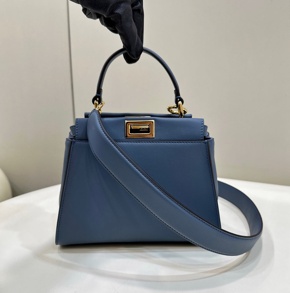 Fendi 8BN244 Peekaboo Mini Blue leather bag 2125CS