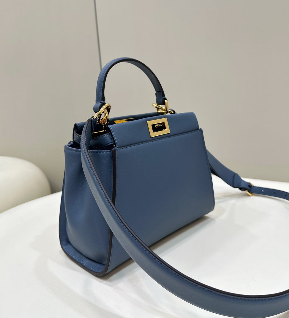 Fendi 8BN244 Peekaboo Mini Blue leather bag 2125CS