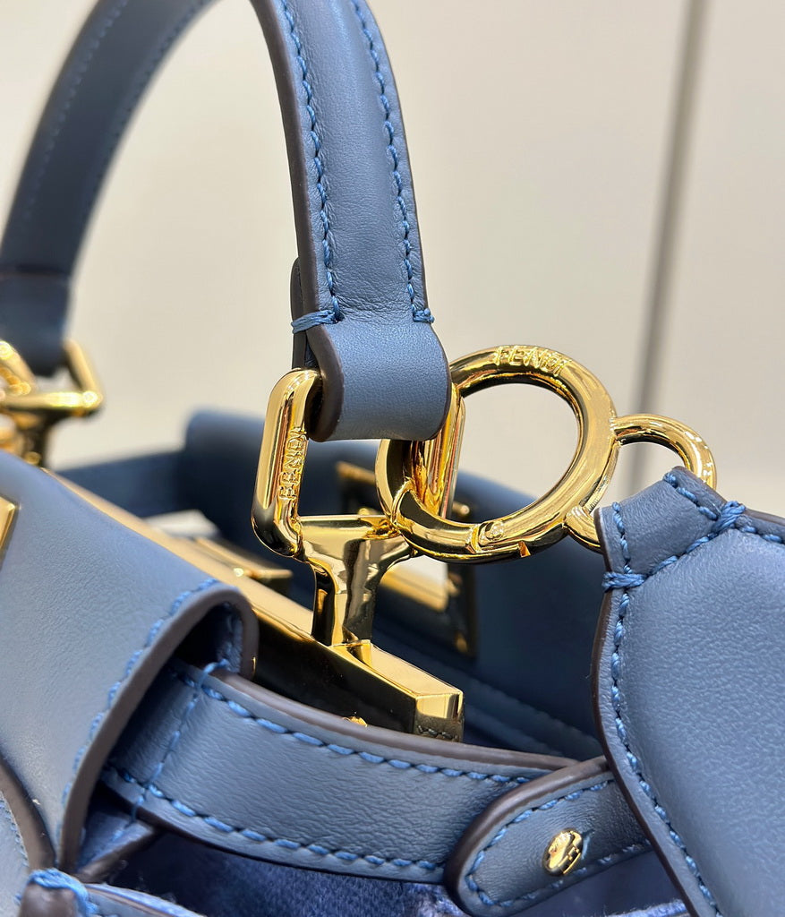Fendi 8BN244 Peekaboo Mini Blue leather bag 2125CS