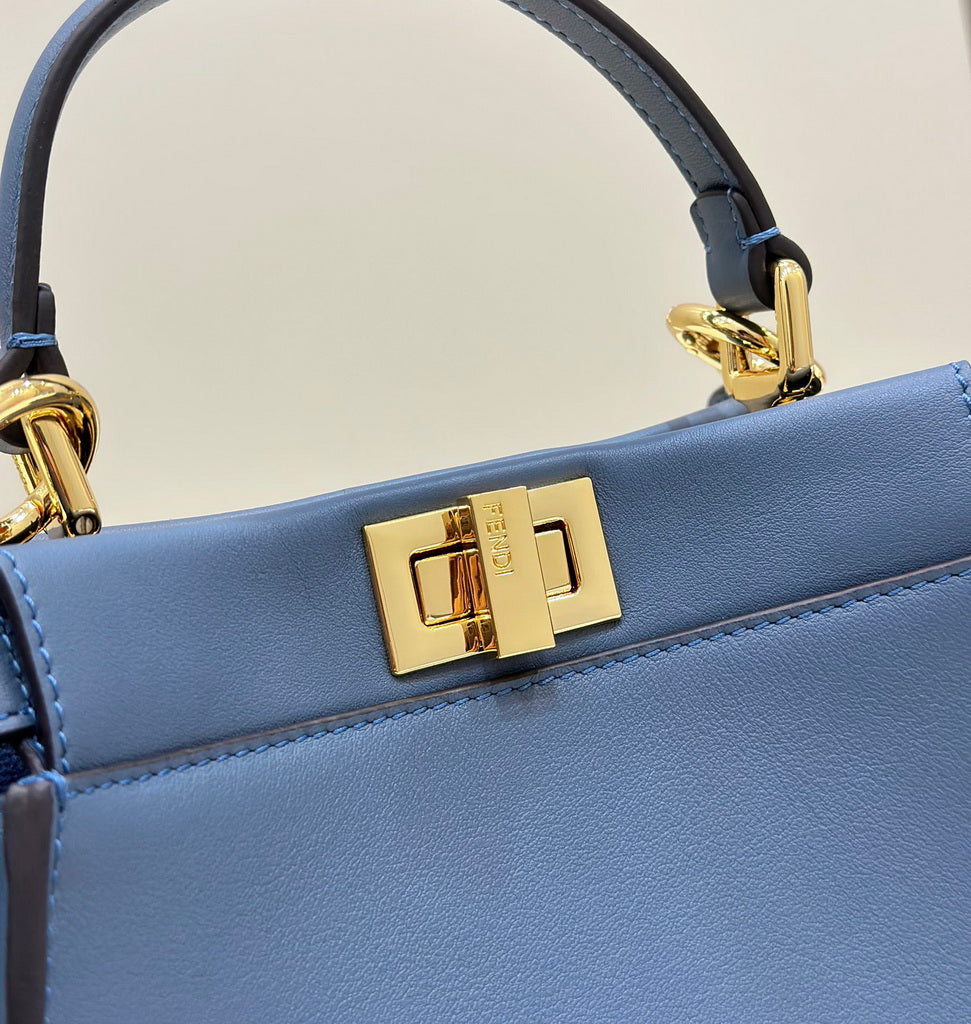 Fendi 8BN244 Peekaboo Mini Blue leather bag 2125CS
