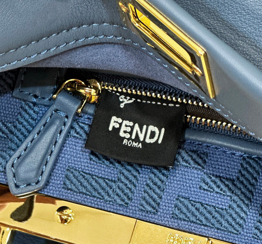 Fendi 8BN244 Peekaboo Mini Blue leather bag 2125CS