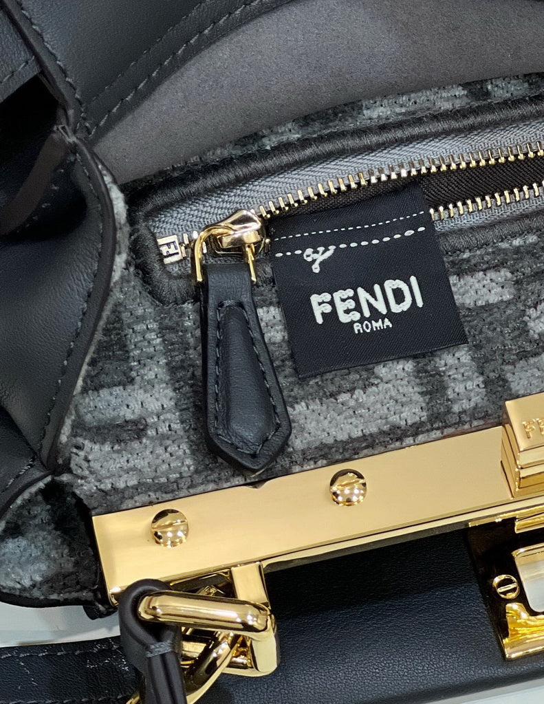 Fendi 8BN244 Peekaboo Mini Dark Gray leather bag 2125CS