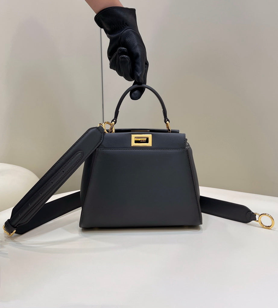 Fendi 8BN244 Peekaboo Mini Dark Gray leather bag 2125CS