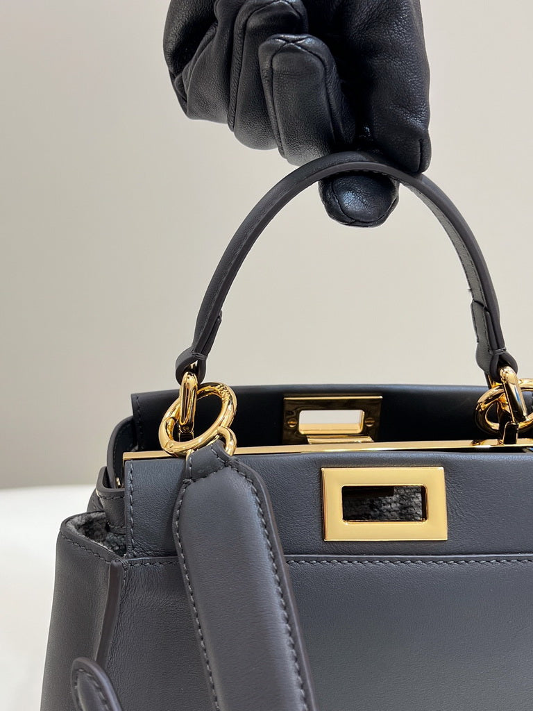 Fendi 8BN244 Peekaboo Mini Dark Gray leather bag 2125CS