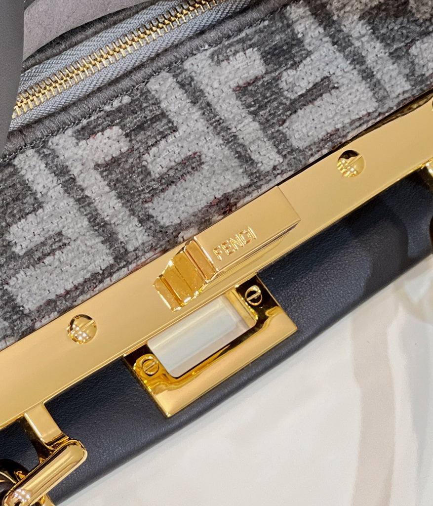 Fendi 8BN244 Peekaboo Mini Dark Gray leather bag 2125CS