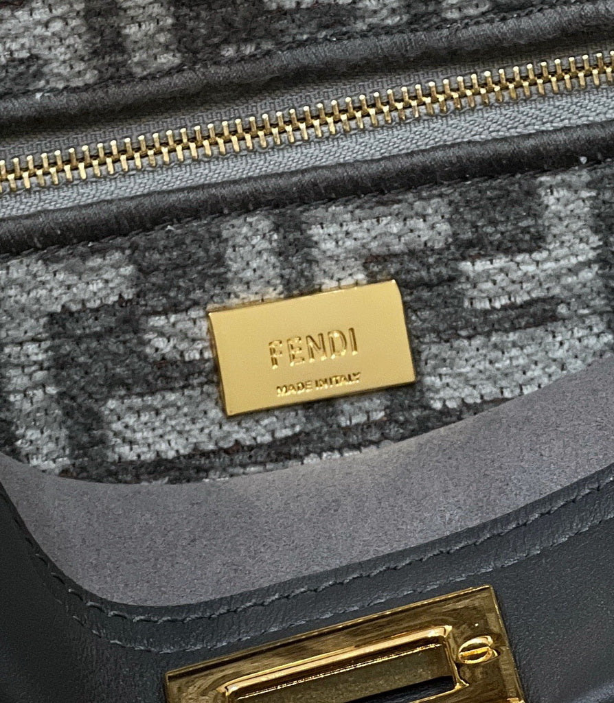 Fendi 8BN244 Peekaboo Mini Dark Gray leather bag 2125CS