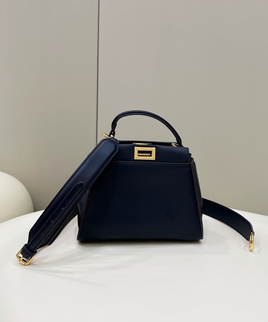 Fendi 8BN244 Peekaboo Mini Navy Blue leather bag 2125CS