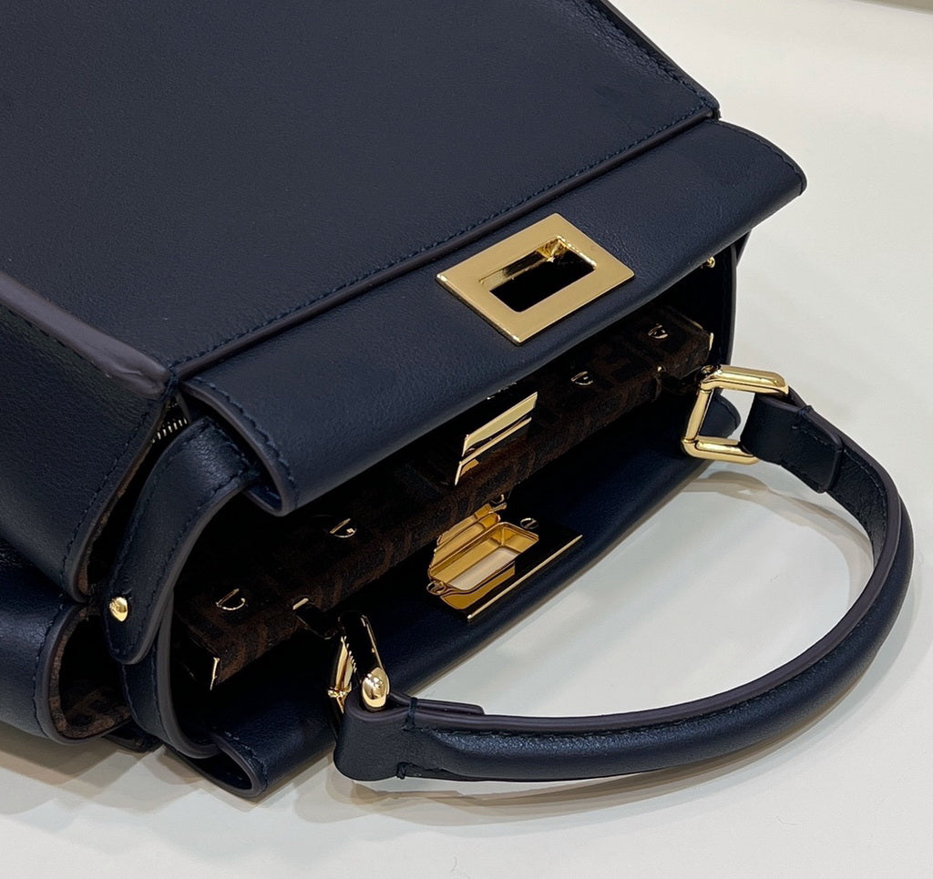 Fendi 8BN244 Peekaboo Mini Navy Blue leather bag 2125CS