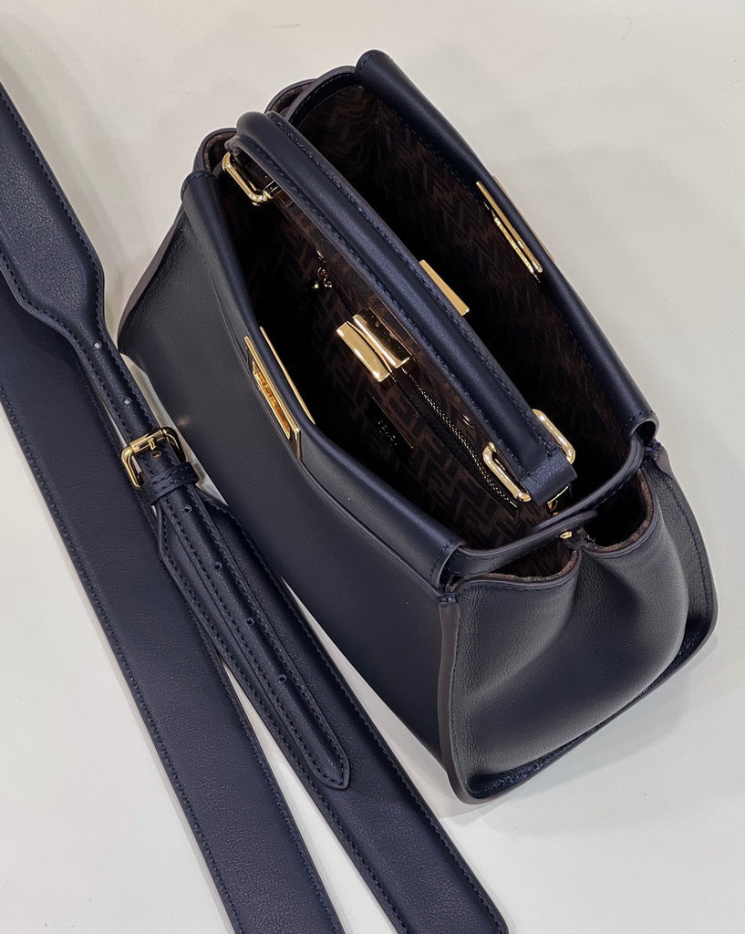 Fendi 8BN244 Peekaboo Mini Navy Blue leather bag 2125CS