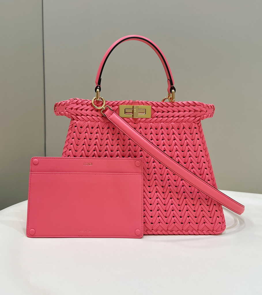 Fendi 8BN321 Peekaboo ISeeU Petite Middle Bag Pink Camellia leather