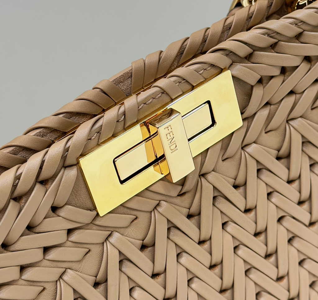 Fendi 8BN321 Peekaboo ISeeU Petite Middle Bag Brown Camellia leather