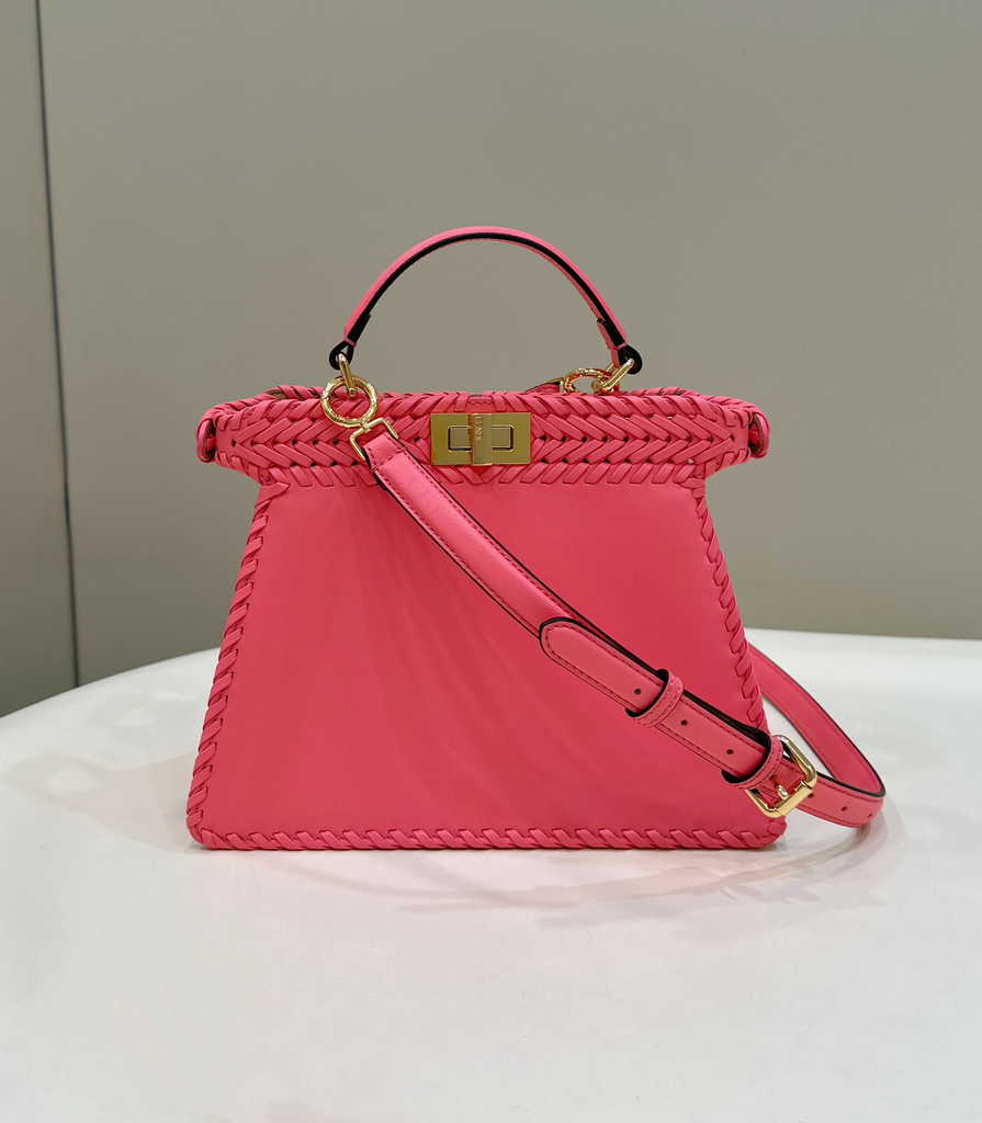 Fendi 8BN327 Peekaboo ISeeU Petite Small Bag Pink Camellia leather