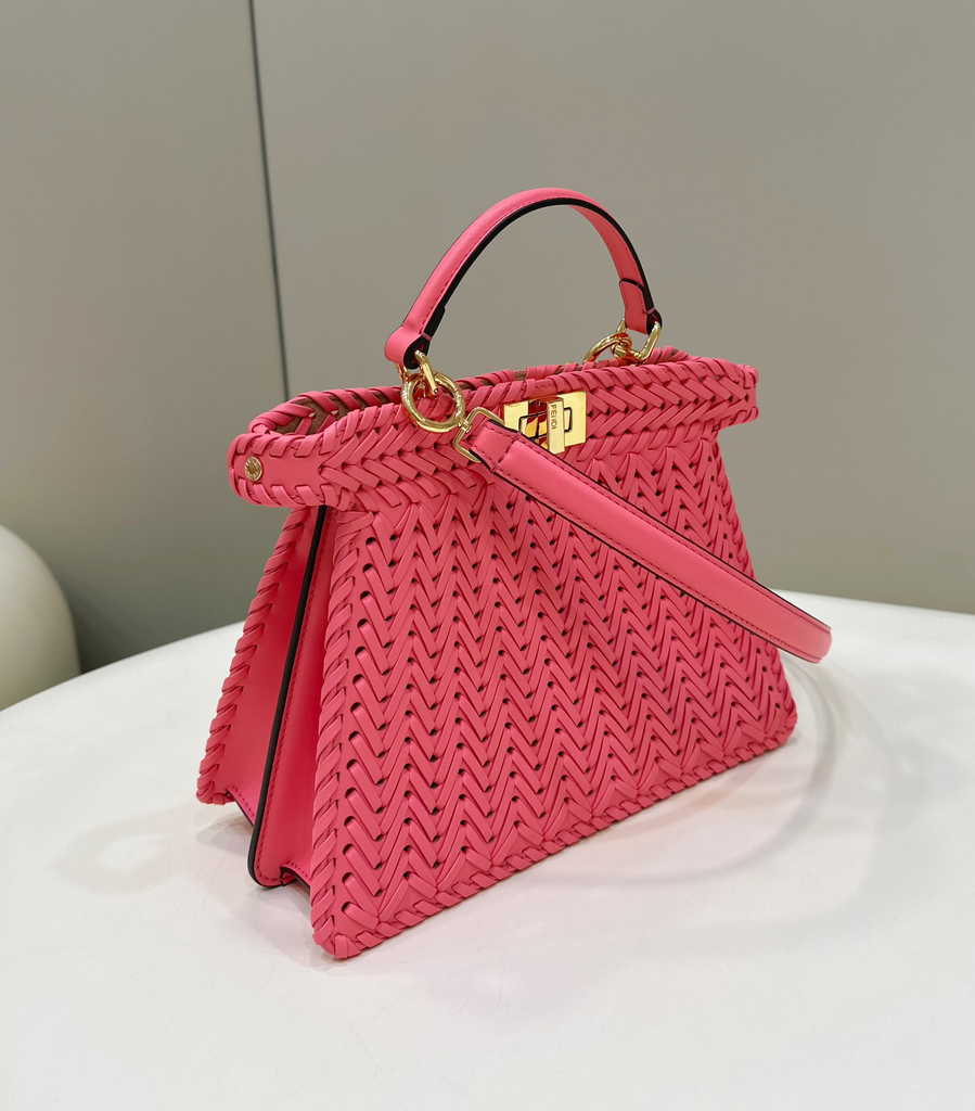 Fendi 8BN327 Peekaboo ISeeU Petite Small Bag Pink Camellia leather