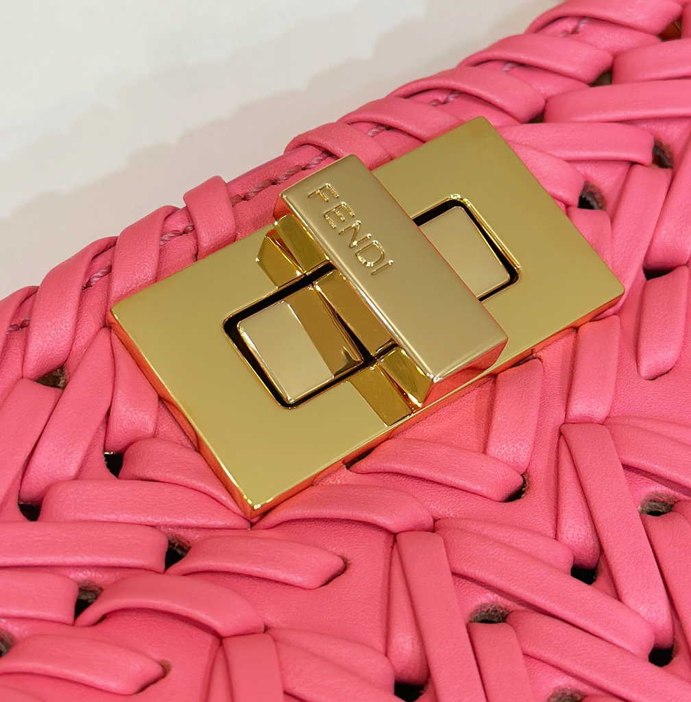 Fendi 8BN327 Peekaboo ISeeU Petite Small Bag Pink Camellia leather