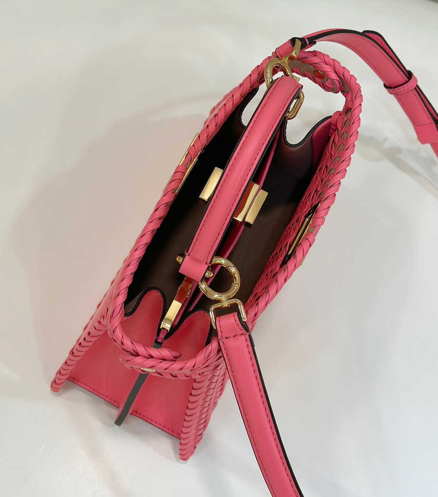 Fendi 8BN327 Peekaboo ISeeU Petite Small Bag Pink Camellia leather