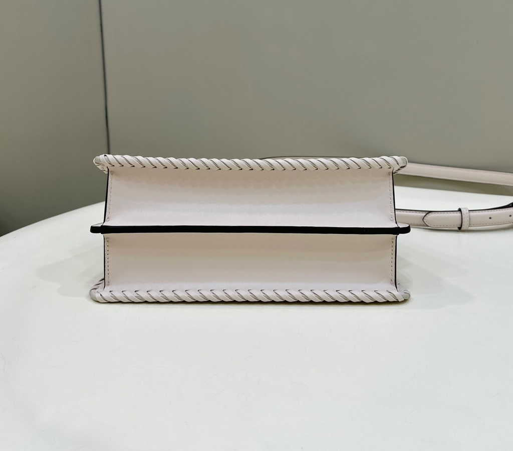 Fendi 8BN327 Peekaboo ISeeU Petite Small Bag Beige Camellia leather