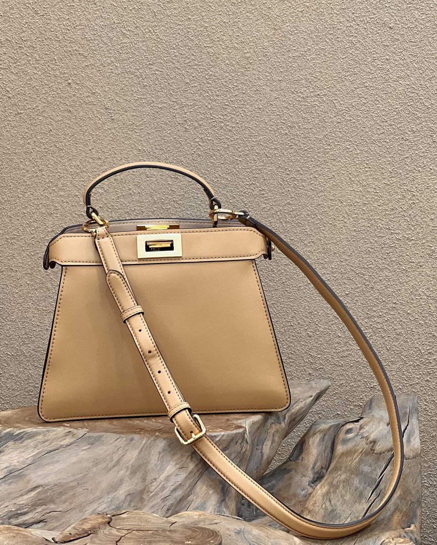 Fendi 8BN327 Peekaboo Iseeu Small Bag Dark Beige