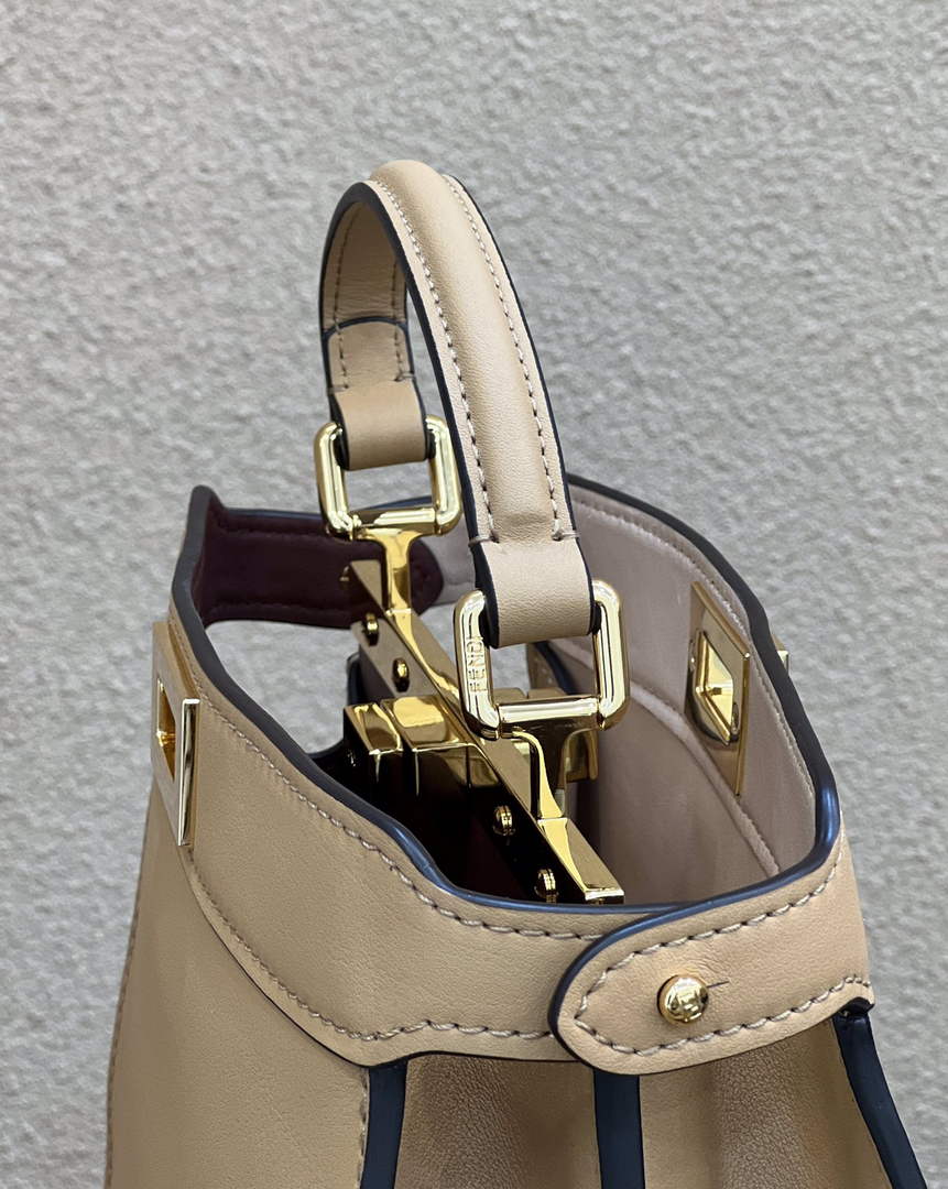 Fendi 8BN327 Peekaboo Iseeu Small Bag Dark Beige