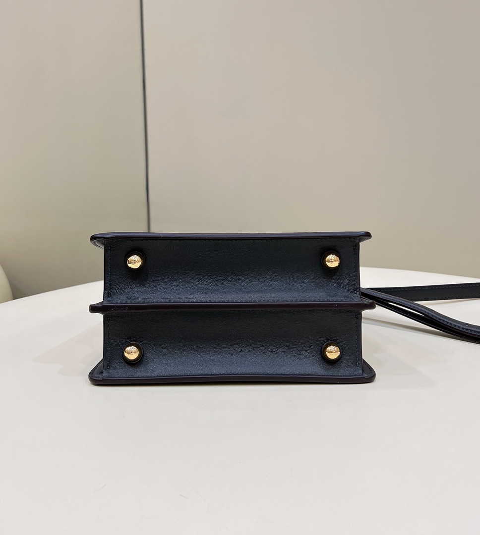 Fendi 8BN335 Peekaboo ISeeU Petite Padded Nappa Leather Bag black gray