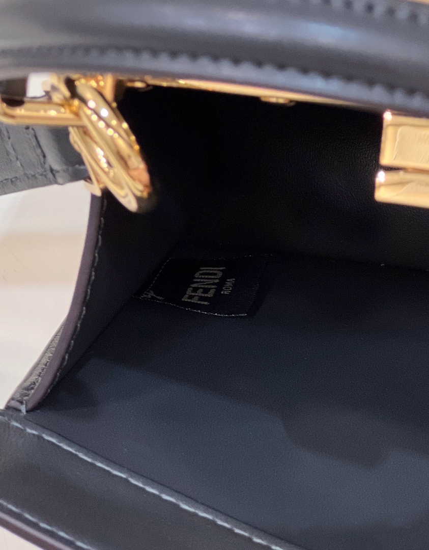 Fendi 8BN335 Peekaboo ISeeU Petite Padded Nappa Leather Bag black gray