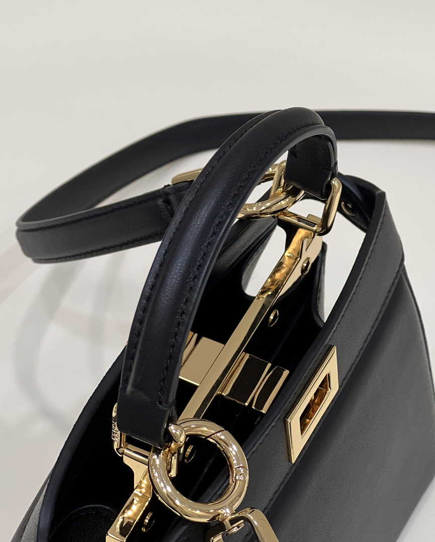 Fendi 8BN335 Peekaboo ISeeU Petite Padded Nappa Leather Bag Black