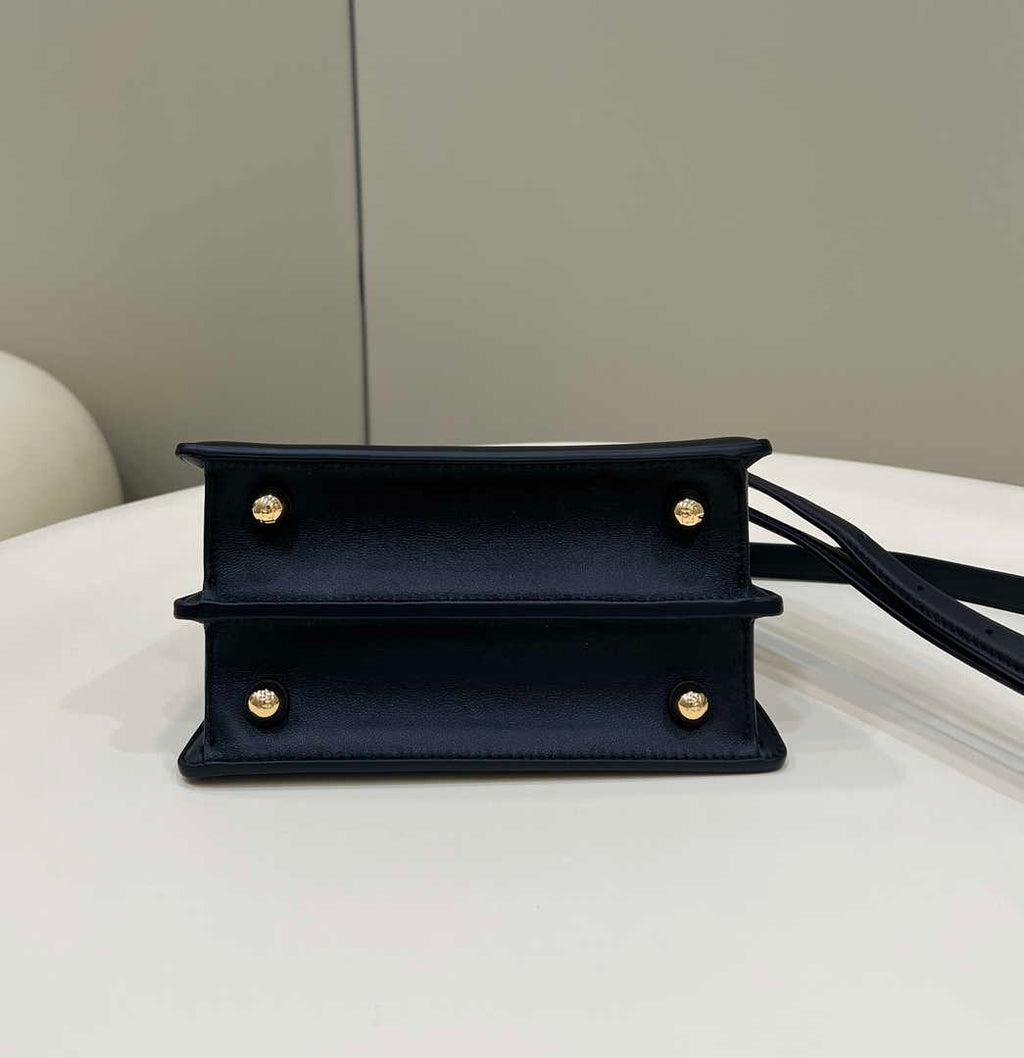 Fendi 8BN335 Peekaboo ISeeU Petite Padded Nappa Leather Bag Black