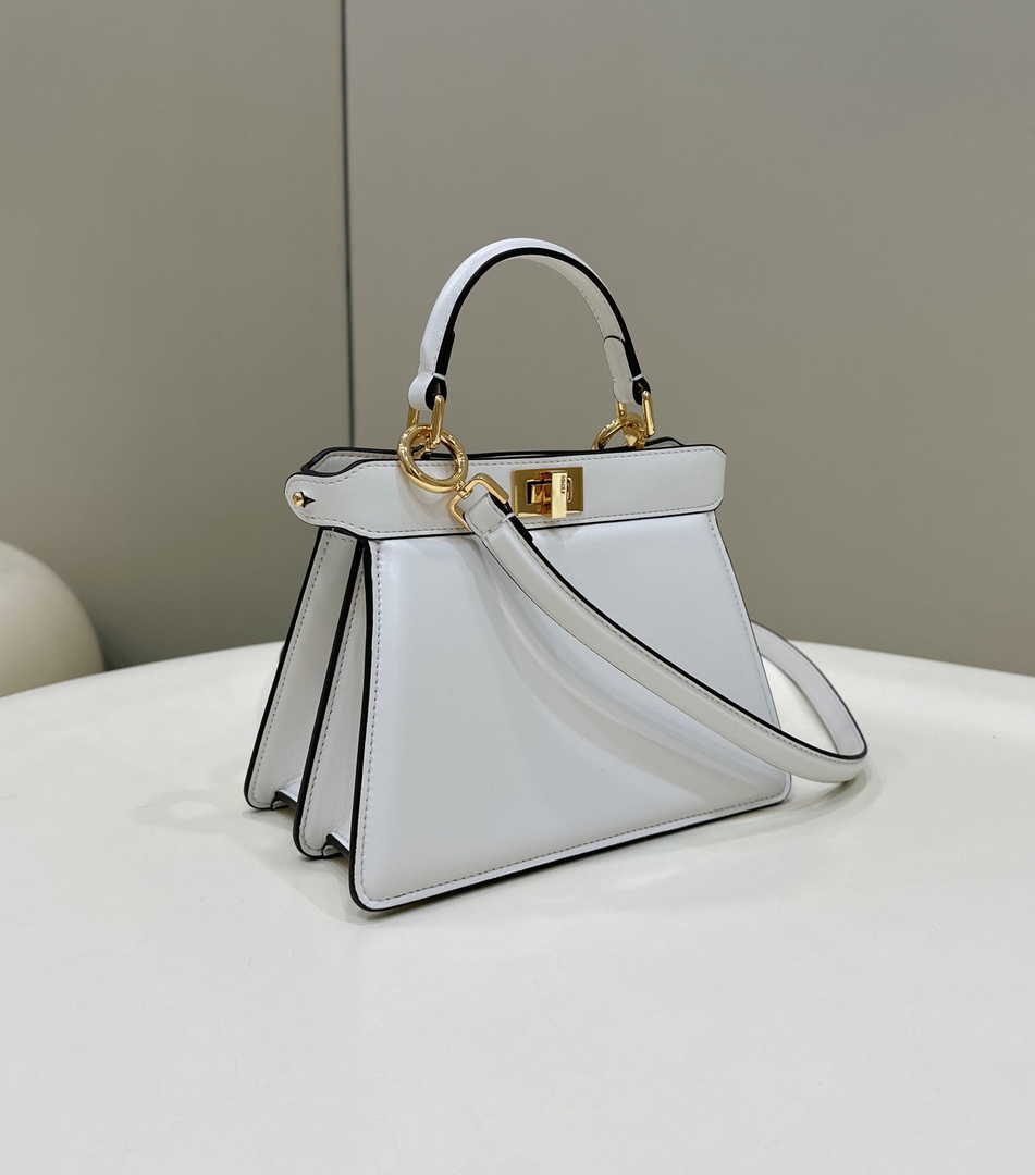 Fendi 8BN335 Peekaboo ISeeU Petite Padded Nappa Leather Bag White