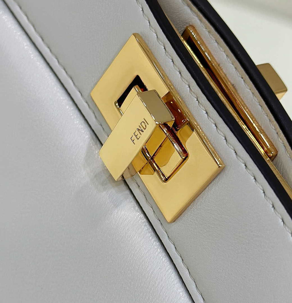 Fendi 8BN335 Peekaboo ISeeU Petite Padded Nappa Leather Bag White