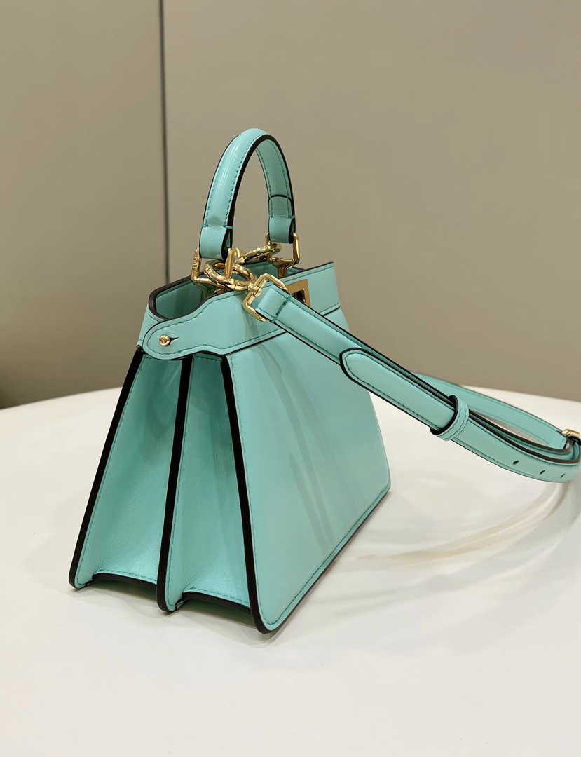 Fendi 8BN335 Peekaboo ISeeU Petite Padded Nappa Leather Bag Blue Green
