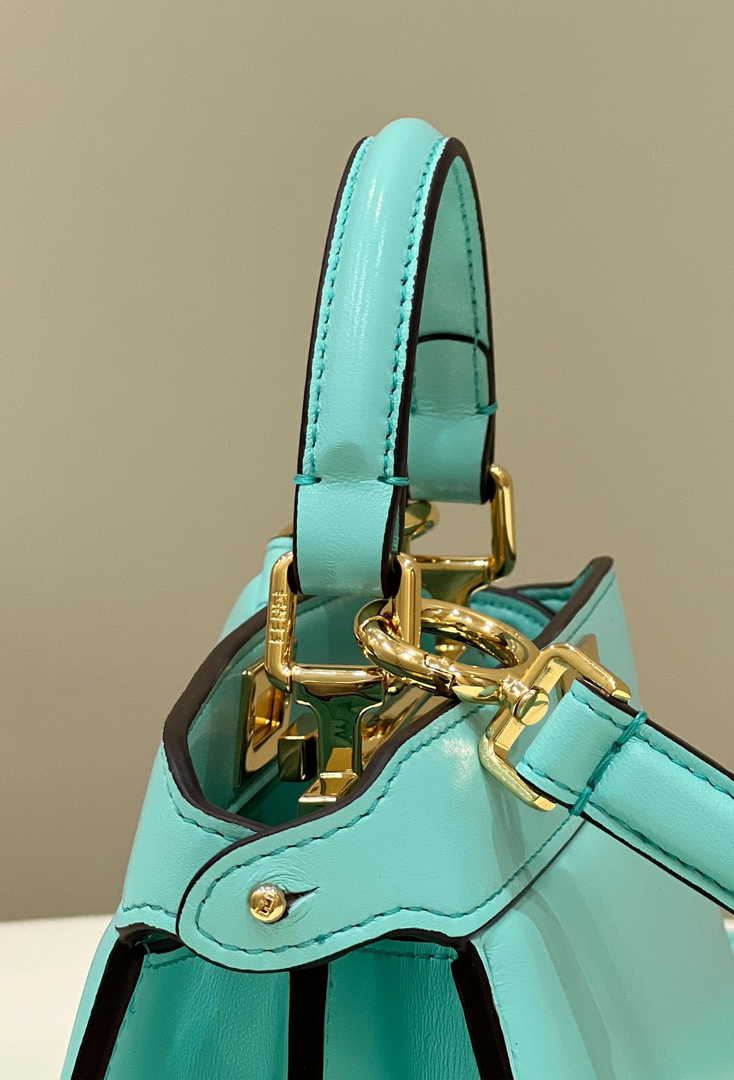 Fendi 8BN335 Peekaboo ISeeU Petite Padded Nappa Leather Bag Blue Green