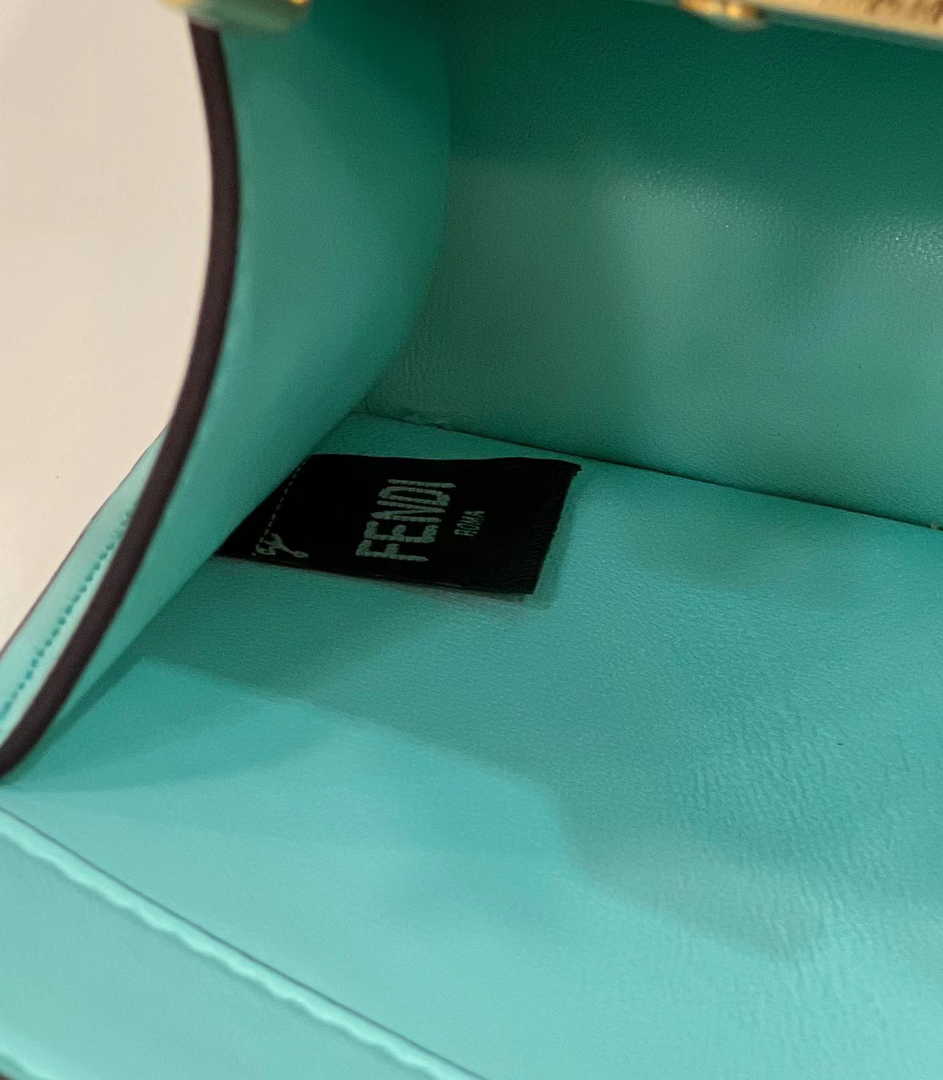 Fendi 8BN335 Peekaboo ISeeU Petite Padded Nappa Leather Bag Blue Green