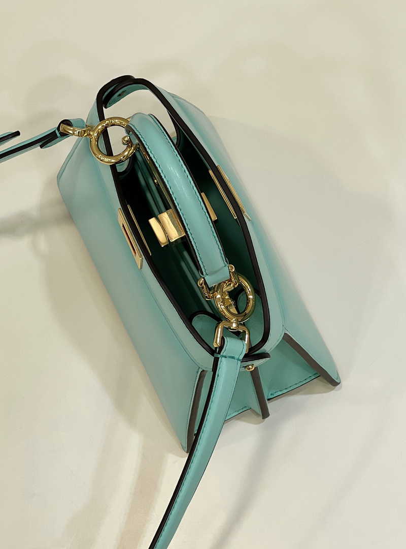 Fendi 8BN335 Peekaboo ISeeU Petite Padded Nappa Leather Bag Blue Green