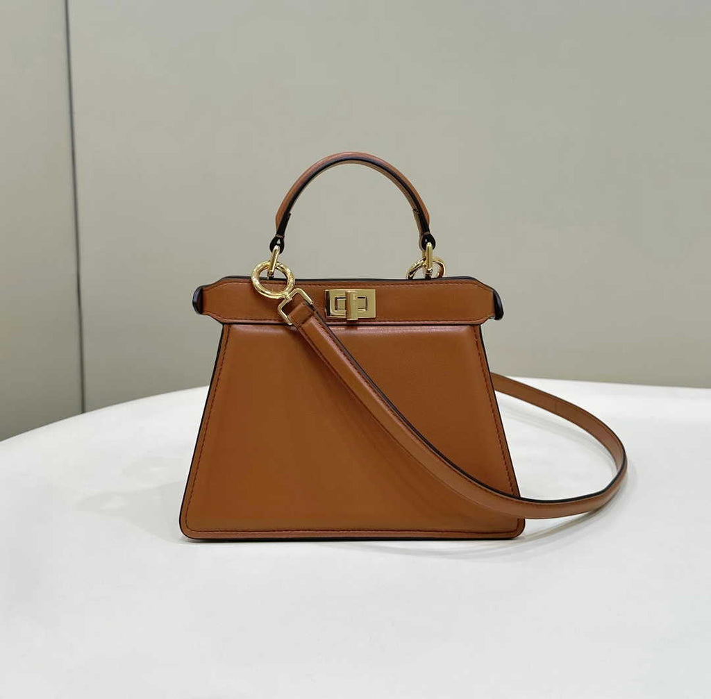 Fendi 8BN335 Peekaboo ISeeU Petite Padded Nappa Leather Bag Tan