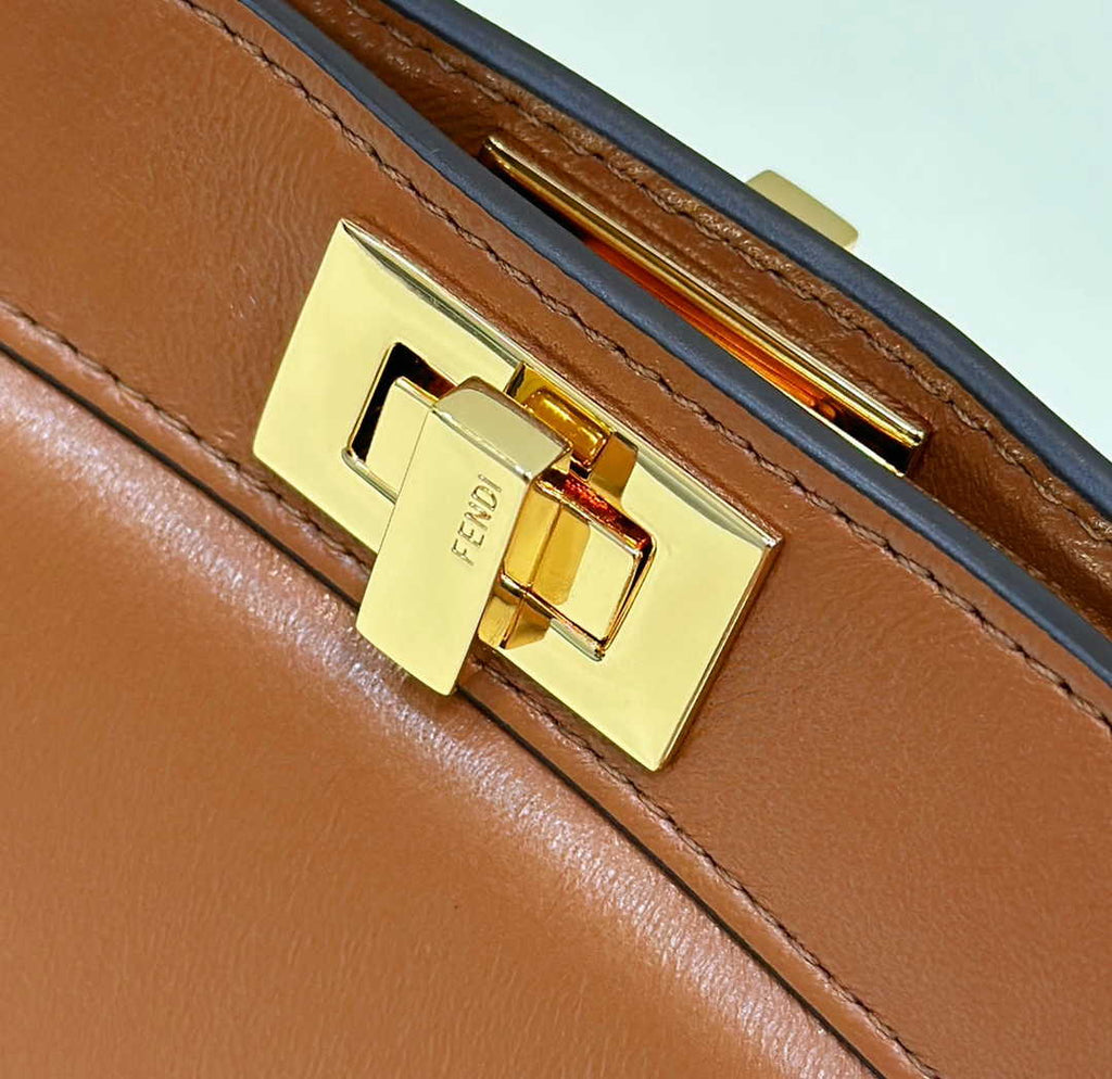 Fendi 8BN335 Peekaboo ISeeU Petite Padded Nappa Leather Bag Tan