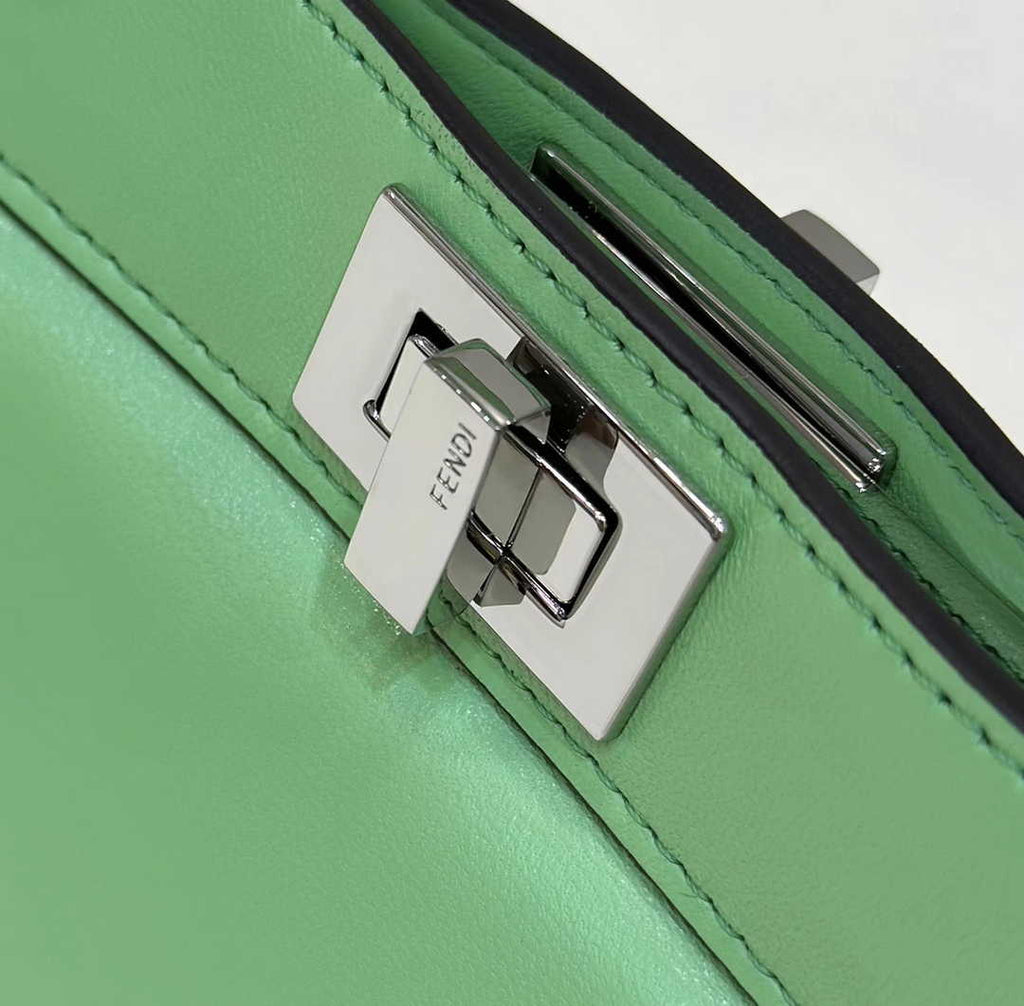 Fendi 8BN335 Peekaboo ISeeU Petite Padded Nappa Leather Bag light green