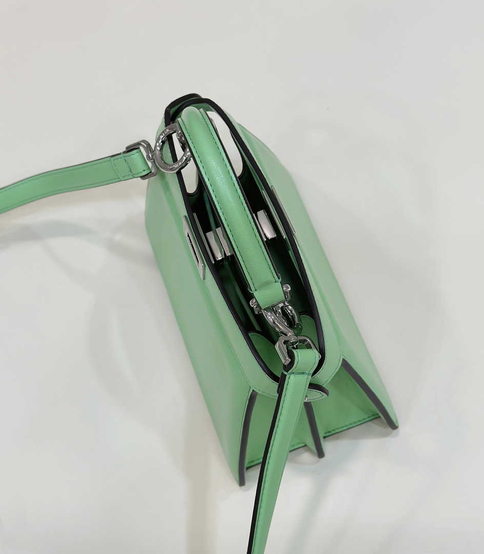 Fendi 8BN335 Peekaboo ISeeU Petite Padded Nappa Leather Bag light green