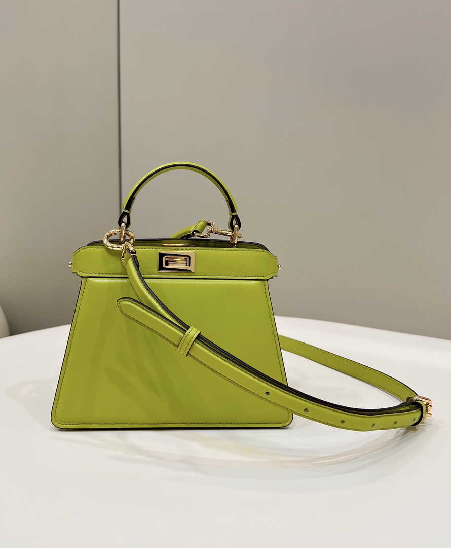 Fendi 8BN335 Peekaboo ISeeU Petite Padded Nappa Leather Bag Yellow green