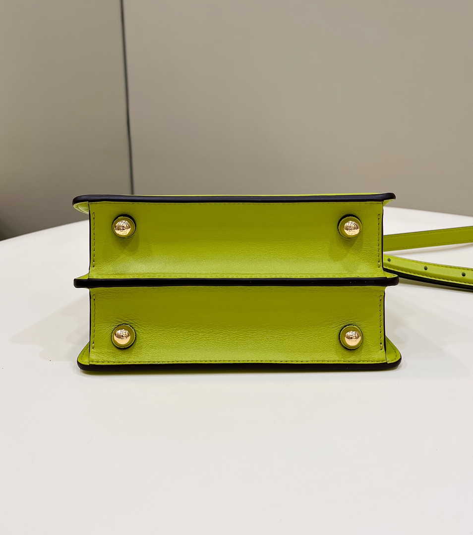 Fendi 8BN335 Peekaboo ISeeU Petite Padded Nappa Leather Bag Yellow green