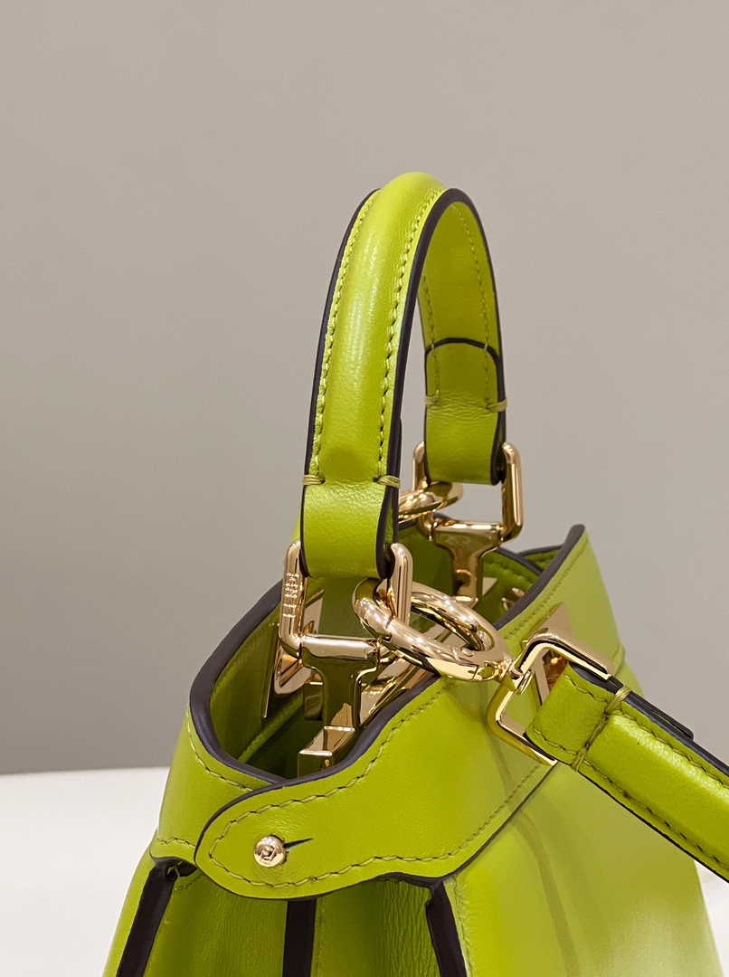 Fendi 8BN335 Peekaboo ISeeU Petite Padded Nappa Leather Bag Yellow green
